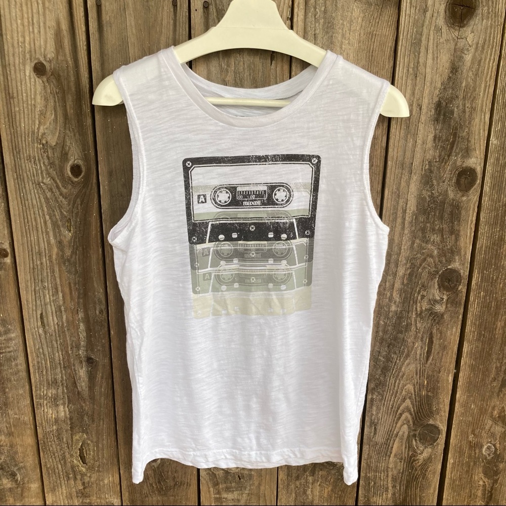 90s Vintage Maxell Cassette Tank Yop Boombox Hip-Hop